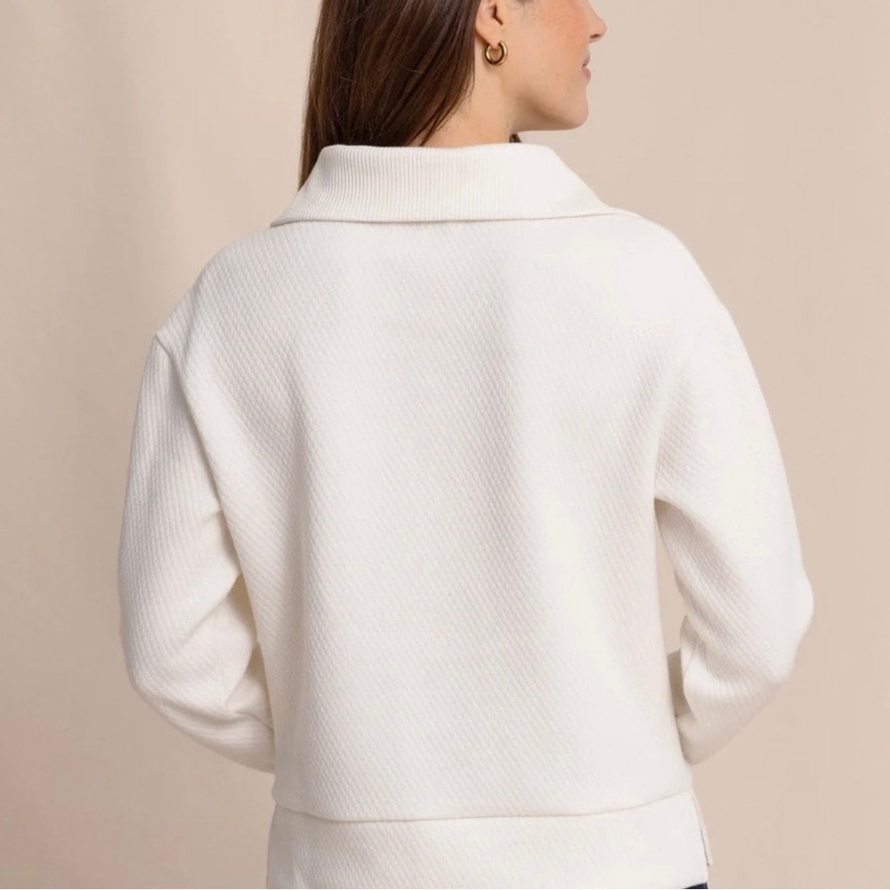 Southern Tide Women’s Cream Collared Button Pullover Sweater - Picture 3 of 5